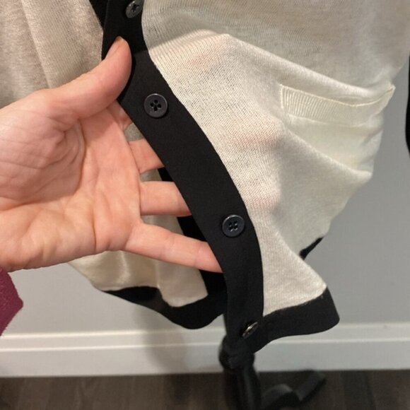 7 For All Mankind Long Cardigan  black white - Picture 8 of 16